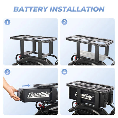 ChamRider Delivery A Battery - 48V36AH High Capacity Rear Rack Battery with Polymer Cells | Boost Your Range for European Food Delivery & Courier Riders - Perfect Dual Battery Add-On for Extended E-Bike range