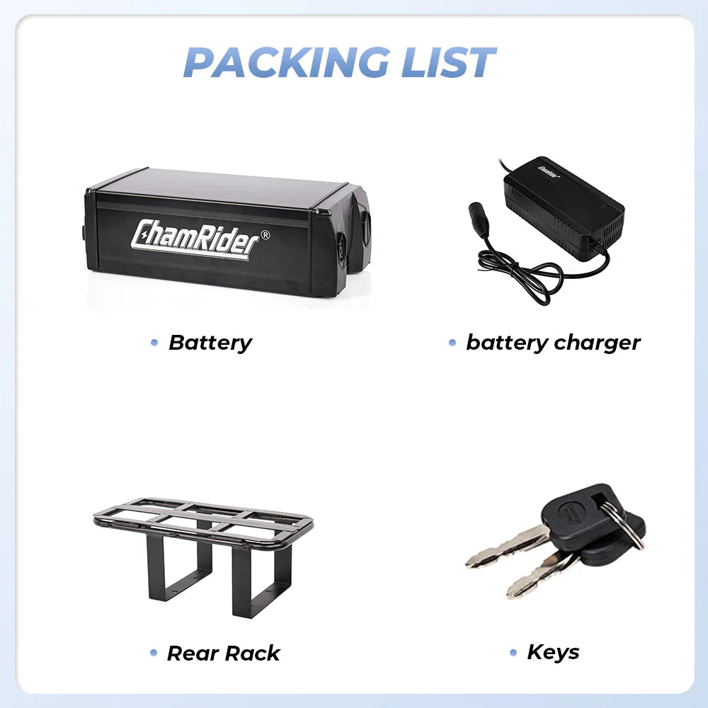 ChamRider Delivery B Battery - 48V50AH ULTRA HIGH CAPACITY Rear Rack Battery with Polymer Cells | ULTIMATE Range Booster for European Food Delivery & Courier Riders - LARGEST Dual Battery Add-On for UNLIMITED E-Bike Performance