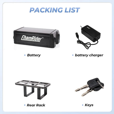 ChamRider Delivery B Battery - 48V50AH ULTRA HIGH CAPACITY Rear Rack Battery with Polymer Cells | ULTIMATE Range Booster for European Food Delivery & Courier Riders - LARGEST Dual Battery Add-On for UNLIMITED E-Bike Performance