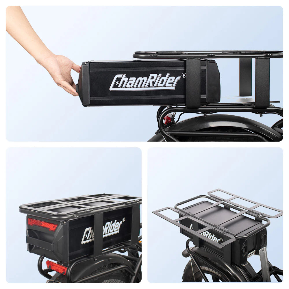 ChamRider Delivery B Battery - 48V50AH ULTRA HIGH CAPACITY Rear Rack Battery with Polymer Cells | ULTIMATE Range Booster for European Food Delivery & Courier Riders - LARGEST Dual Battery Add-On for UNLIMITED E-Bike Performance
