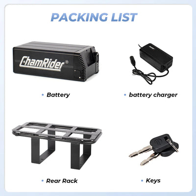 ChamRider Delivery A Battery - 48V36AH High Capacity Rear Rack Battery with Polymer Cells | Boost Your Range for European Food Delivery & Courier Riders - Perfect Dual Battery Add-On for Extended E-Bike range