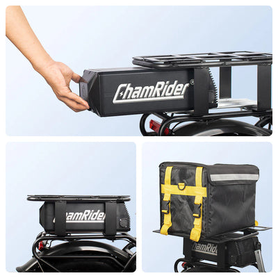 ChamRider Delivery A Battery - 48V36AH High Capacity Rear Rack Battery with Polymer Cells | Boost Your Range for European Food Delivery & Courier Riders - Perfect Dual Battery Add-On for Extended E-Bike range