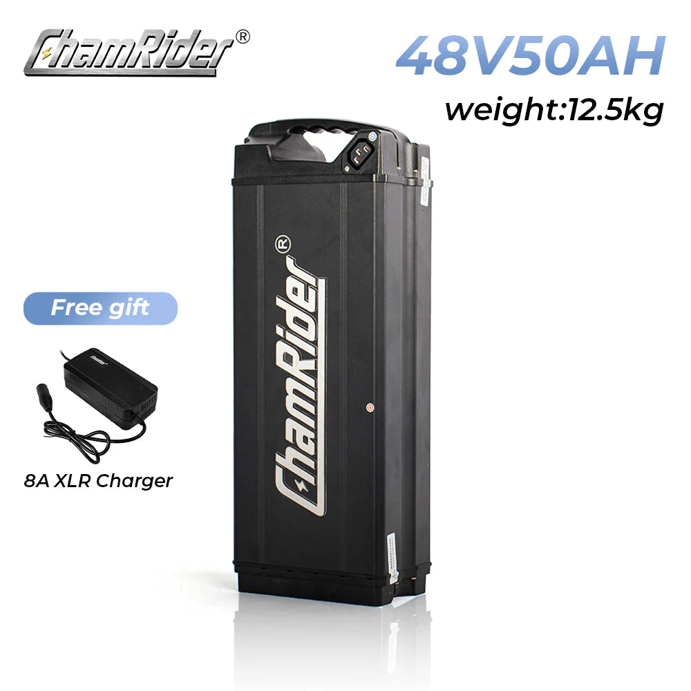 ChamRider 50AH Super Fish Battery - 48V E-bike Battery | DT450/DTS425 Compatible | Polymer cell, 50A BMS | Large-Capacity for European Food Delivery Riders